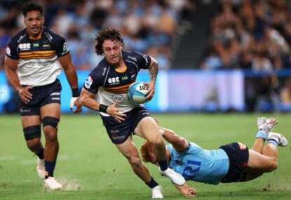 'Humble pie': Larkham's Brumbies spoil Waratahs party as young guns shine on Super Rugby debuts