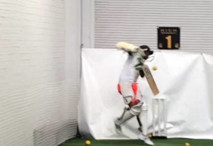 Teenager facing 160kph bowling machine ends exactly as you'd think