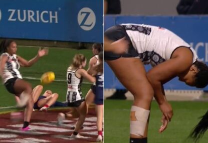 WATCH: How on earth did Magpies AFLW star miss from here?