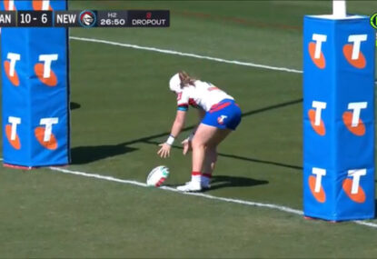 WATCH: NRLW Knight commits surely 2023's weirdest goal line dropout howler