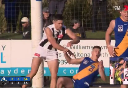 'Disgraceful umpiring': Campbell Brown LAUNCHES at ump for off-the-ball free against VFL Pie