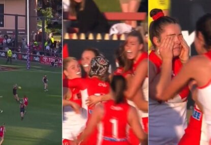 'Tears of joy' in absolute SCENES as star's early GOTY contender steers Swans to first AFLW win