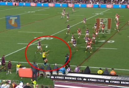 WATCH: Vossy's high level of amusement as wayward DCE pass nearly takes out the touchie